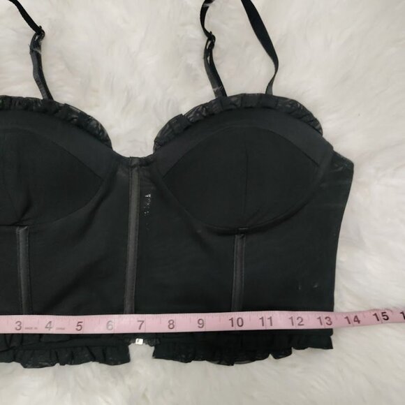 Superdown Black Ruffled Oaklynn Bustier Spaghetti Straps & Back Zipper Closure M - Picture 3 of 7